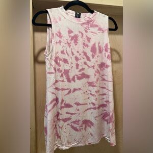 POL Pink Tie-Dye Sleeveless Tank Top With Zipper on back Size Small NEW